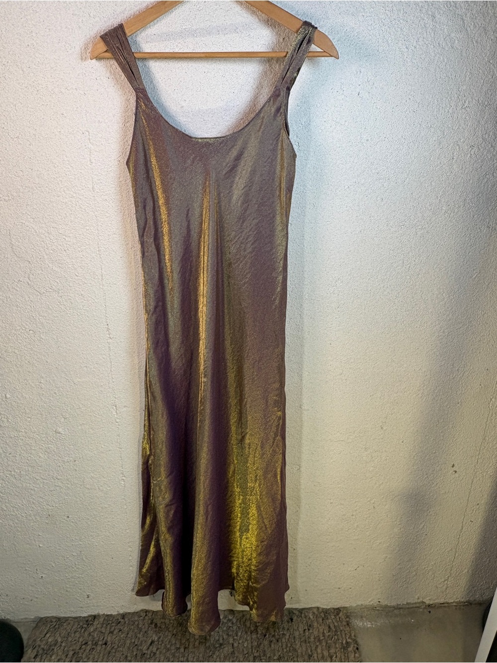 The Y2K Amelia's Slinky Iridescent Maxi Dress in Gold Purple Whimsygoth Wedding - Picture 9 of 9